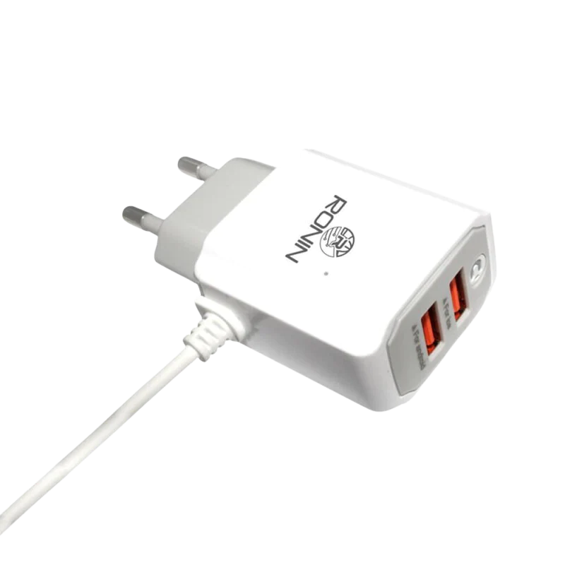 RONIN R-722 Dual USB + Attached Wire Charger 2.4A RONIN R-722 Dual USB + Attached Wire Charger 2.4A